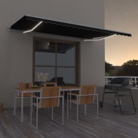Toldo retráctil manual con LED gris antracita 500x350