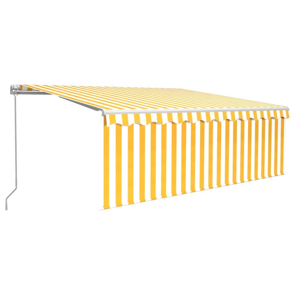 Toldo manual retráctil con persiana y LED amarillo blanco 4x3