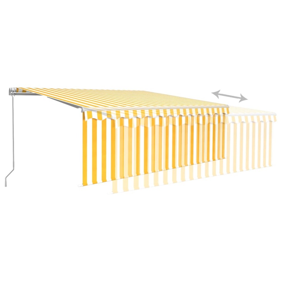 Toldo manual retráctil con persiana y LED amarillo blanco 4x3