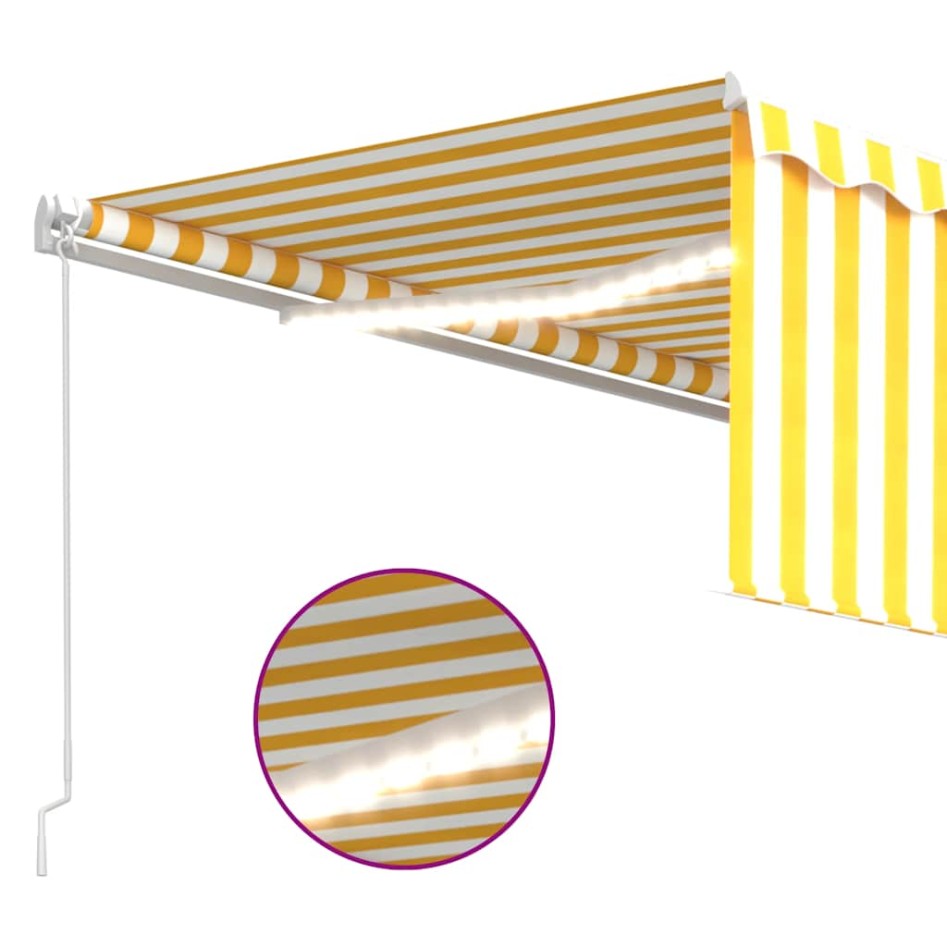 Toldo manual retráctil con persiana y LED amarillo blanco 4x3