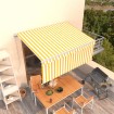 Toldo retráctil manual con persiana amarillo y blanco 3,5x2,5 m