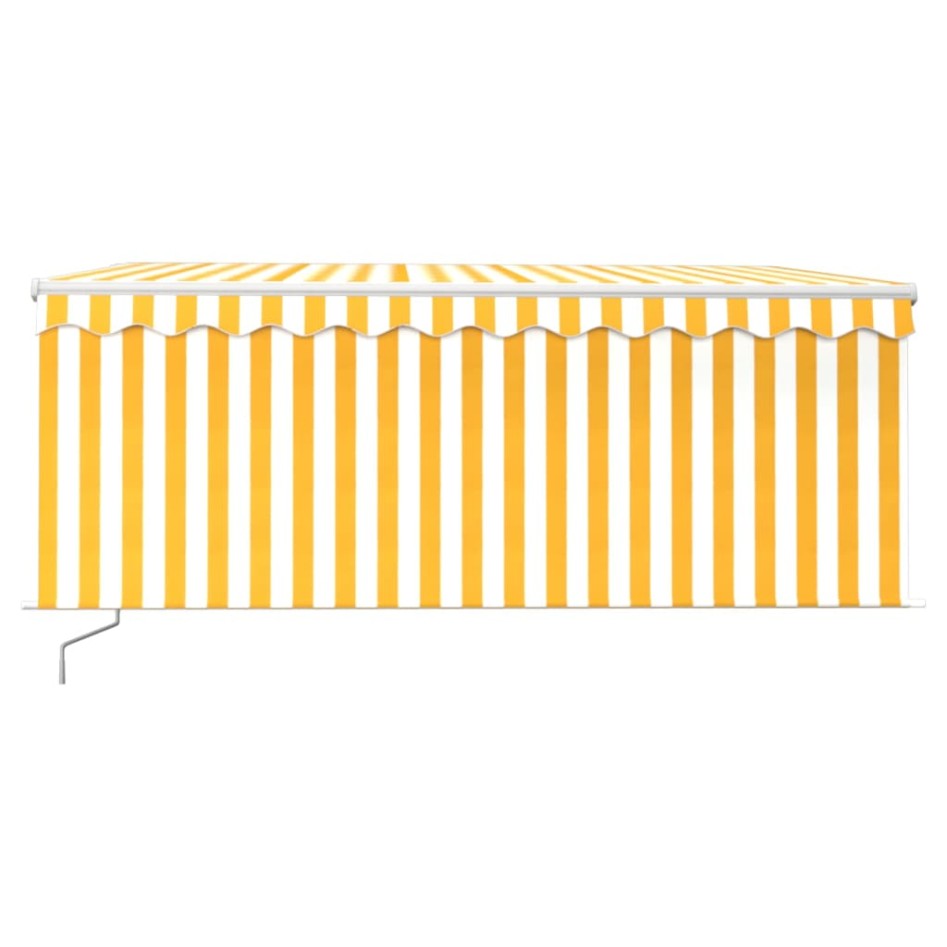 Toldo retráctil manual con persiana amarillo y blanco 3,5x2,5