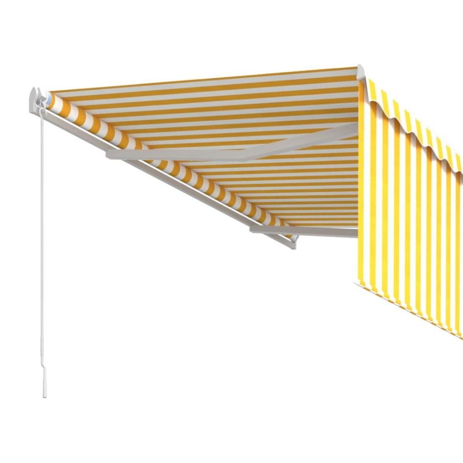 Toldo retráctil manual con persiana amarillo y blanco 3,5x2,5