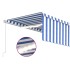 Toldo retráctil manual con persiana y LED azul y blanco 5x3