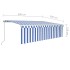 Toldo retráctil manual con persiana y LED azul y blanco 5x3