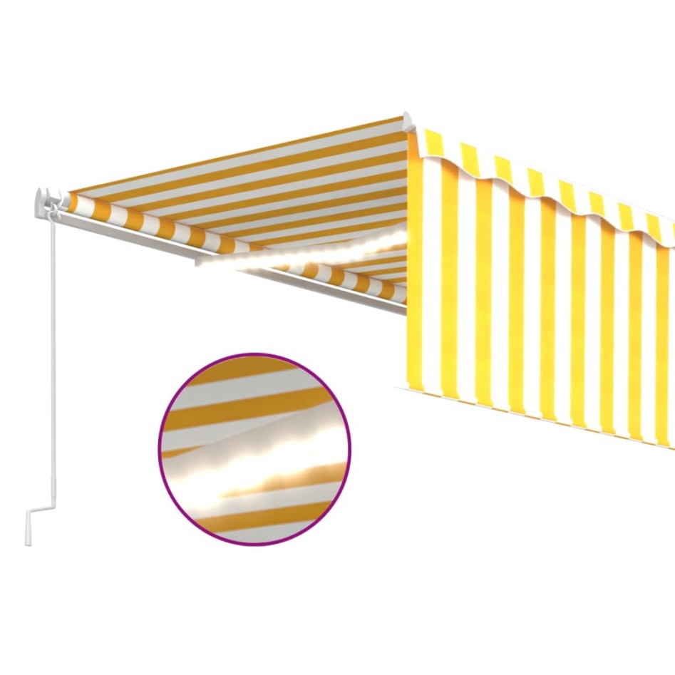 Toldo retráctil manual persiana y LED amarillo y blanco 5x3