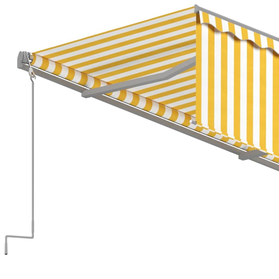 Toldo retráctil manual con persiana amarillo y blanco 4x3