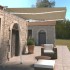 Toldo manual retráctil con luz LED crema 300x250