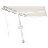 Toldo manual retráctil con luz LED crema 300x250