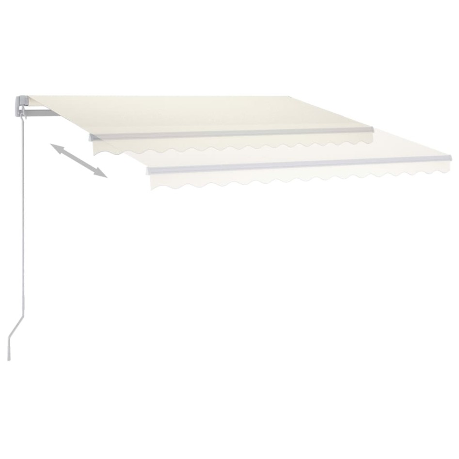 Toldo manual retráctil con luz LED crema 300x250