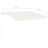 Toldo manual retráctil con luz LED crema 300x250