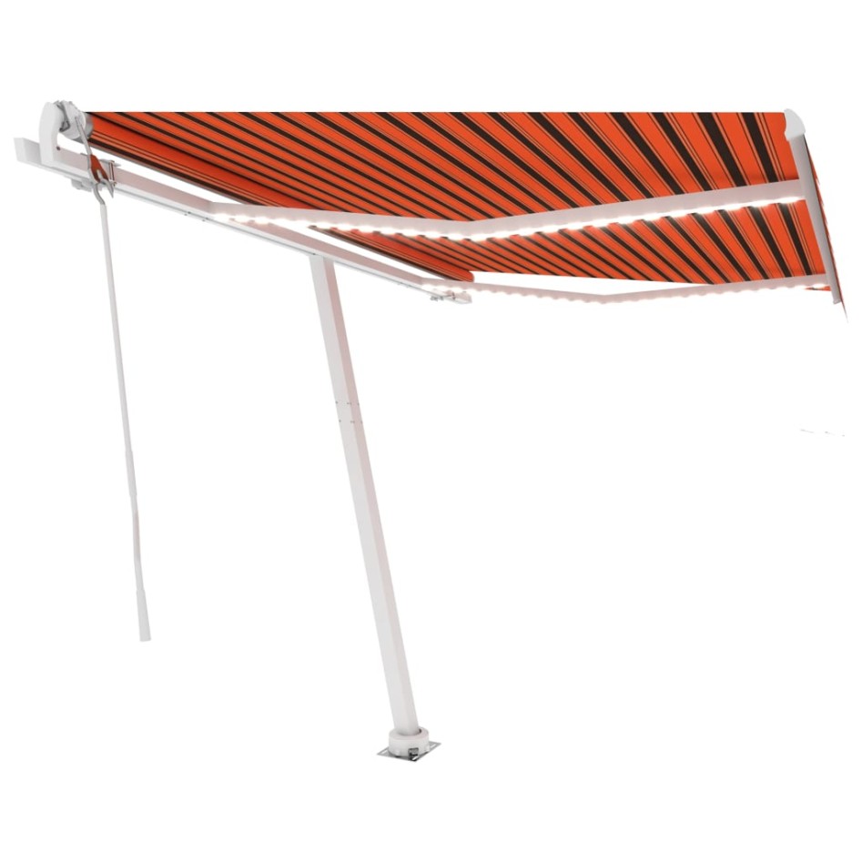 Toldo automático LED sensor de viento naranja marrón 350x250