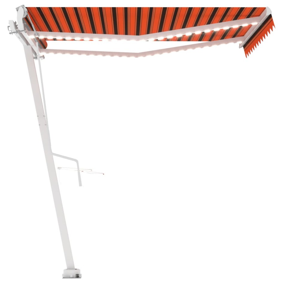 Toldo automático LED sensor de viento naranja marrón 350x250
