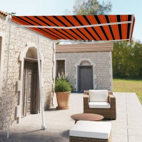 Toldo de pie retráctil manual naranja y marrón 300x250