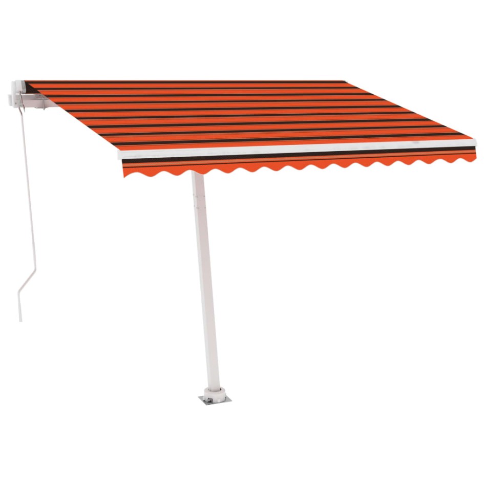 Toldo de pie retráctil manual naranja y marrón 300x250