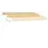 Toldo de pie retráctil manual amarillo y blanco 300x250