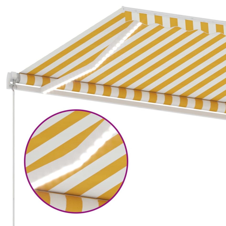 Toldo retráctil manual con LED amarillo y blanco 350x250