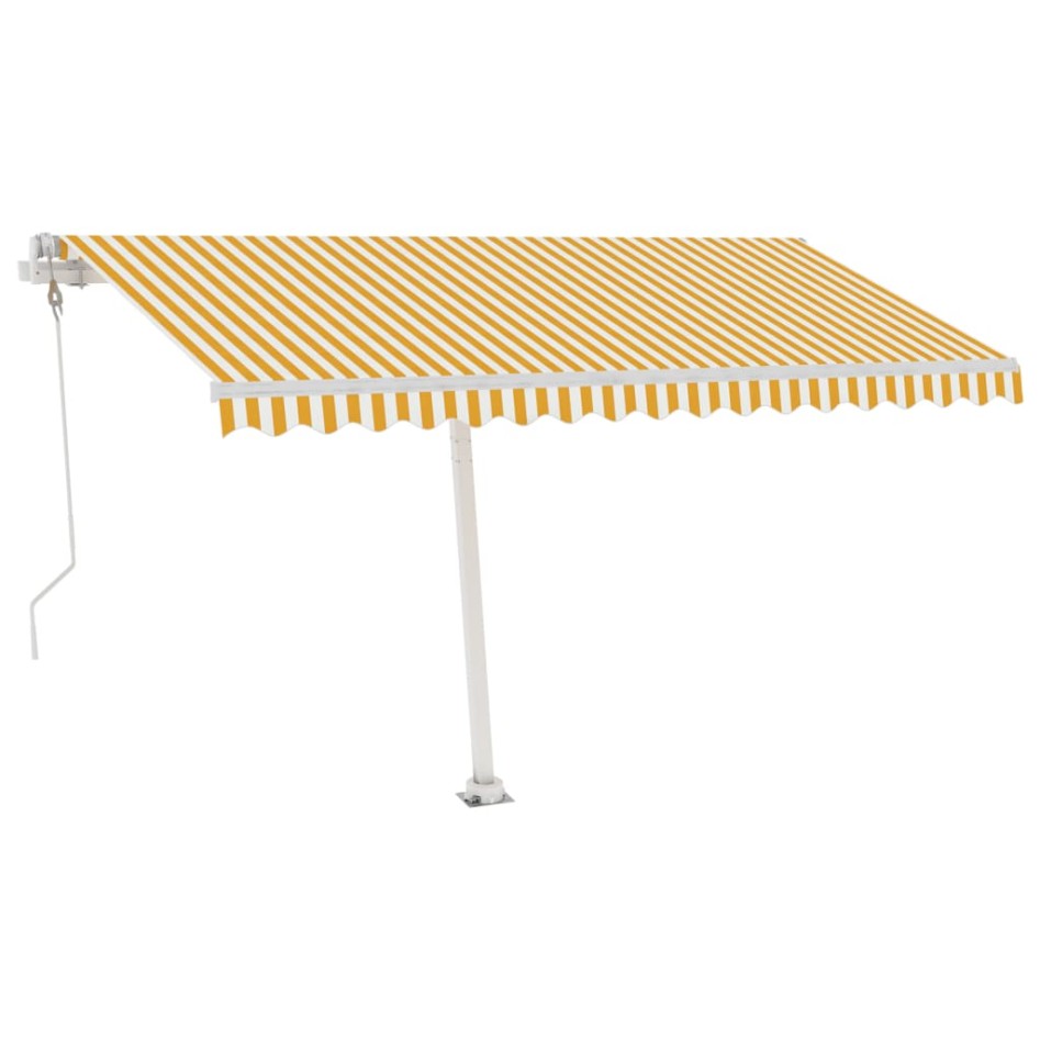 Toldo de pie automático amarillo y blanco 450x300