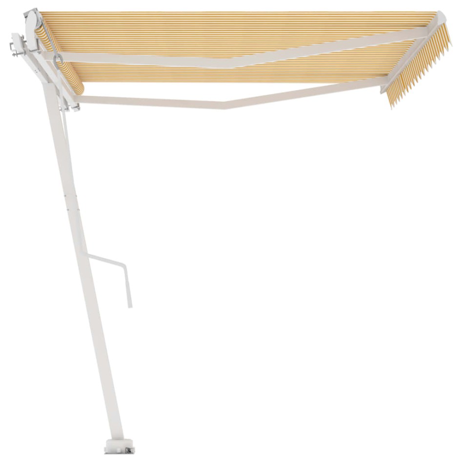 Toldo de pie automático amarillo y blanco 450x300