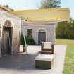 Toldo de pie retráctil manual amarillo y blanco 450x350 cm