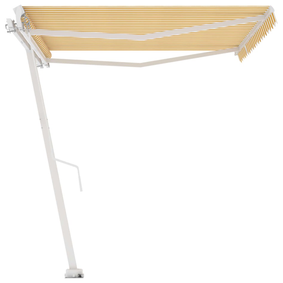Toldo de pie retráctil manual amarillo y blanco 450x350