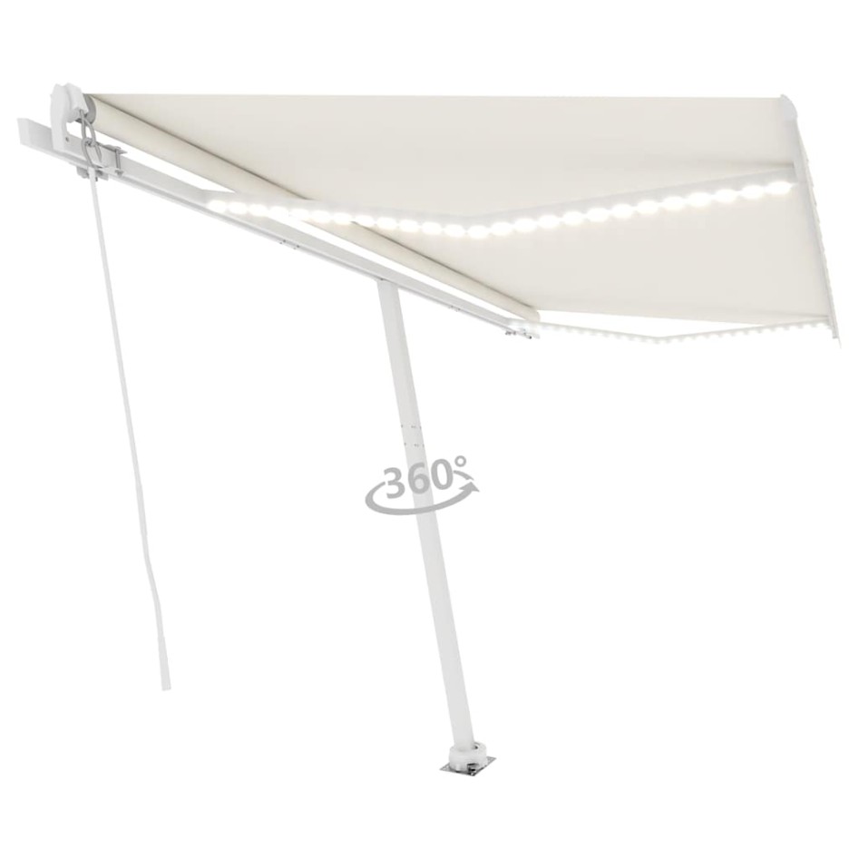 Toldo retráctil manual con LED crema 400x300