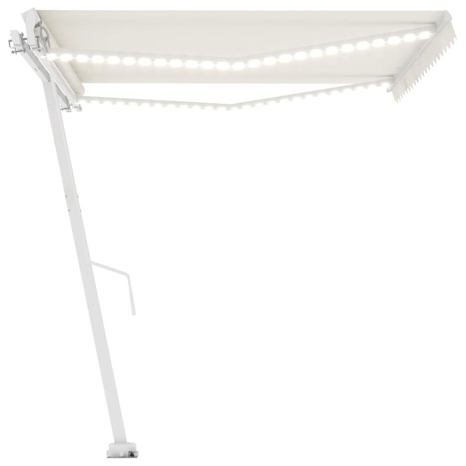 Toldo retráctil manual con LED crema 400x300
