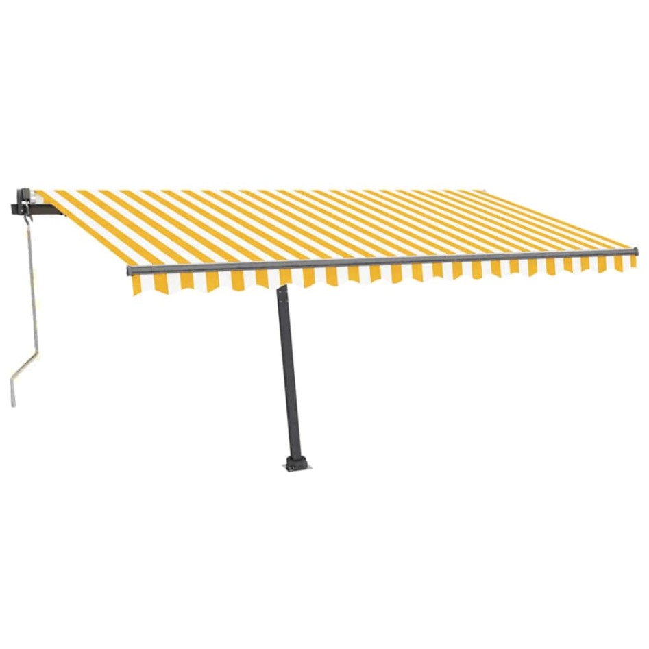 Toldo de pie automático amarillo y blanco 400x300