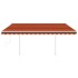 Toldo manual retráctil con postes naranja y marrón 4x3