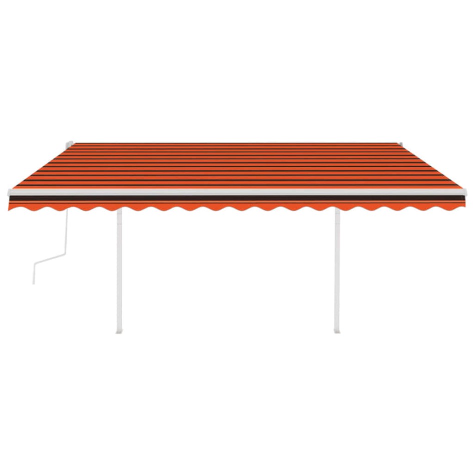 Toldo manual retráctil con postes naranja y marrón 4x3