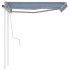 Toldo manual retráctil con postes azul y blanco 3,5x2,5