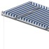 Toldo manual retráctil con postes azul y blanco 3,5x2,5