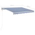 Toldo manual retráctil con postes azul y blanco 3,5x2,5