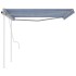 Toldo manual retráctil con postes azul y blanco 4,5x3