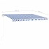 Toldo manual retráctil con postes azul y blanco 4,5x3