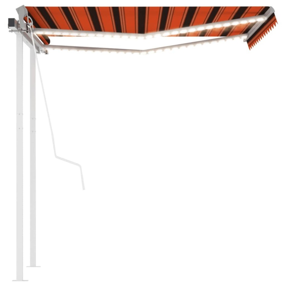 Toldo automático LED sensor de viento naranja marrón 3,5x2,5