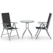 Muebles bistró para jardín 3 pzas aluminio y textilene plateado