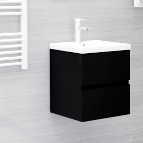 Mueble con lavabo negro madera