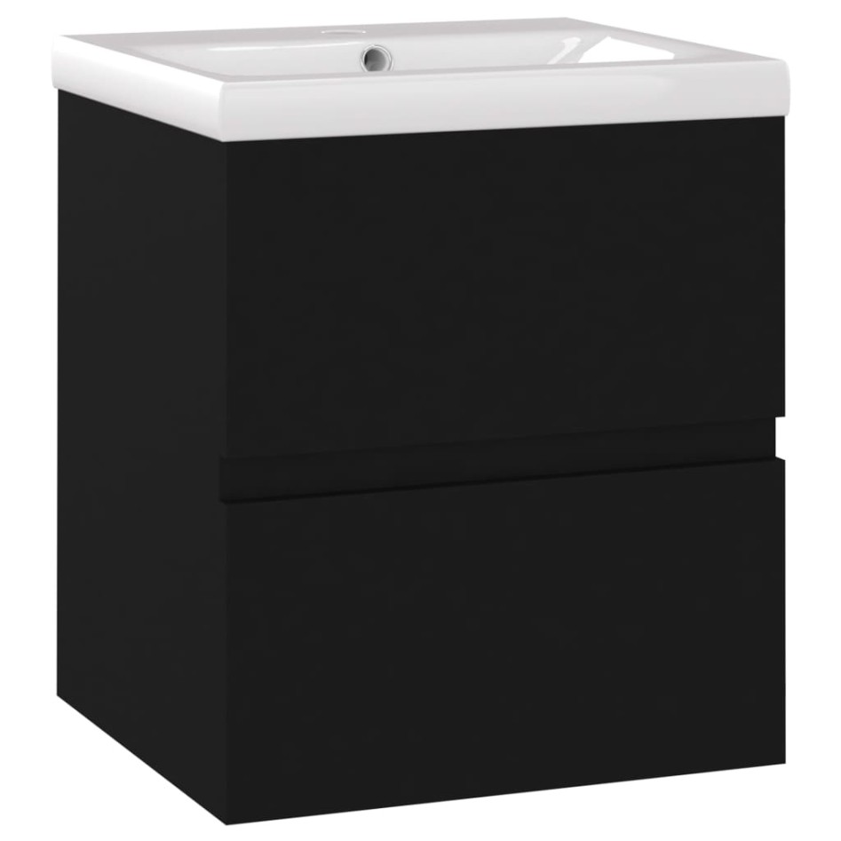 Mueble con lavabo negro madera