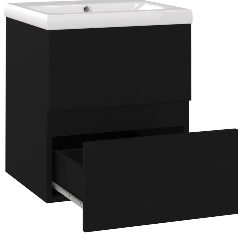 Mueble con lavabo negro madera