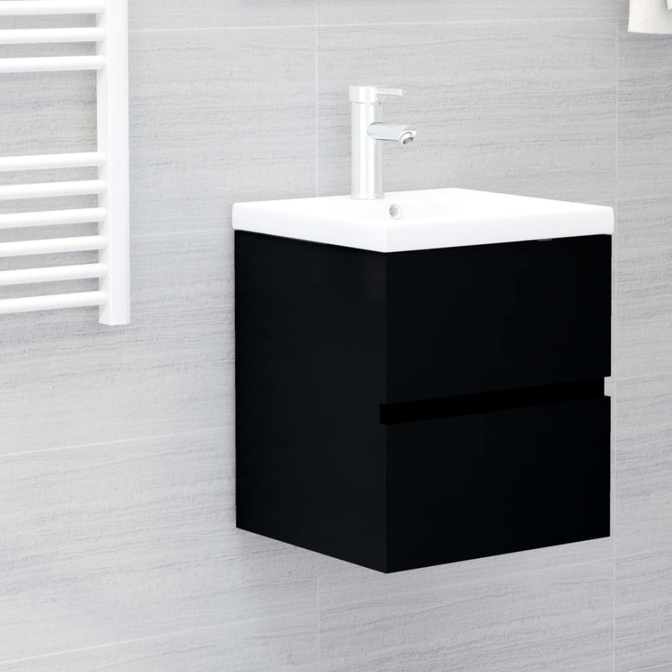 Mueble con lavabo negro madera