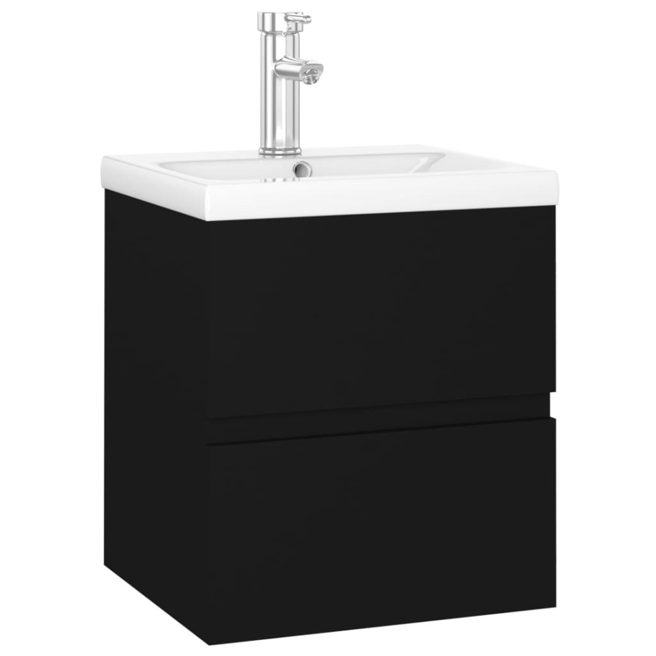 Mueble con lavabo negro madera