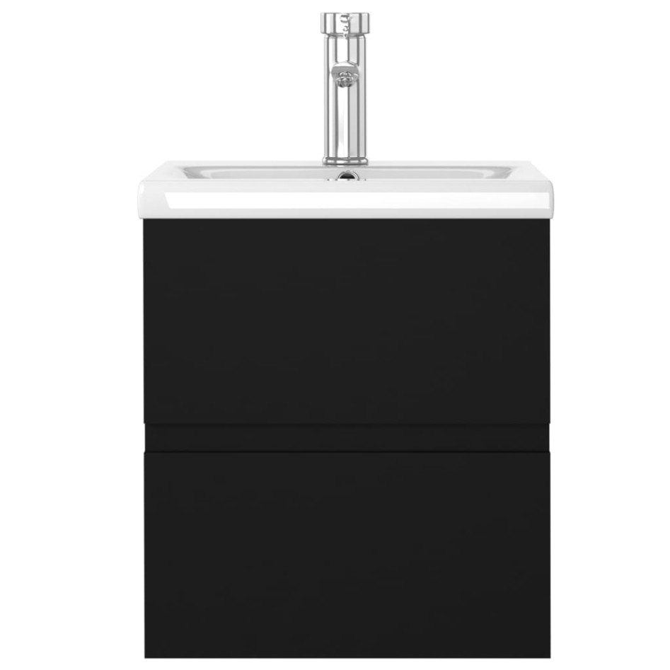 Mueble con lavabo negro madera