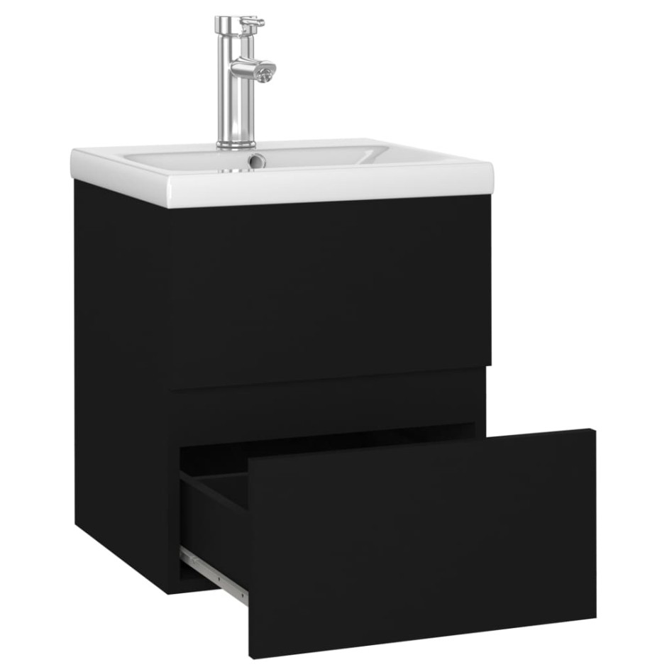 Mueble con lavabo negro madera