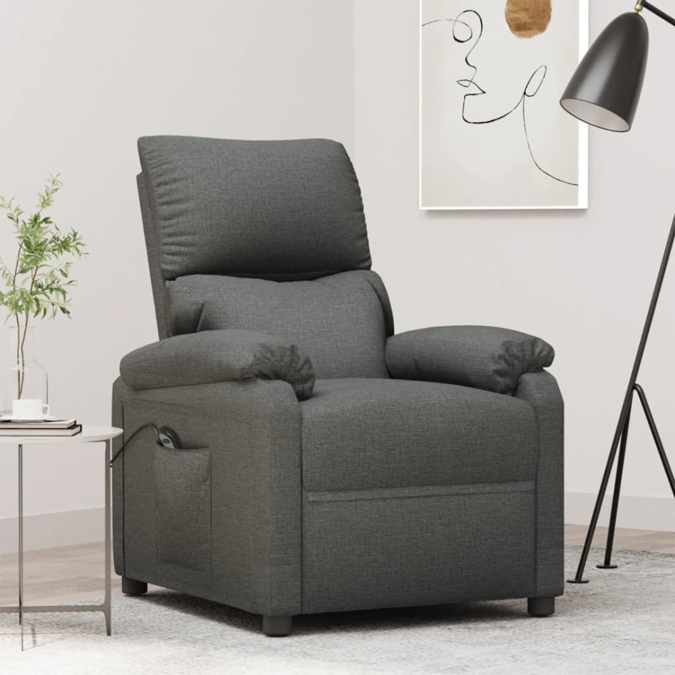 Sillón reclinable eléctrico de tela gris