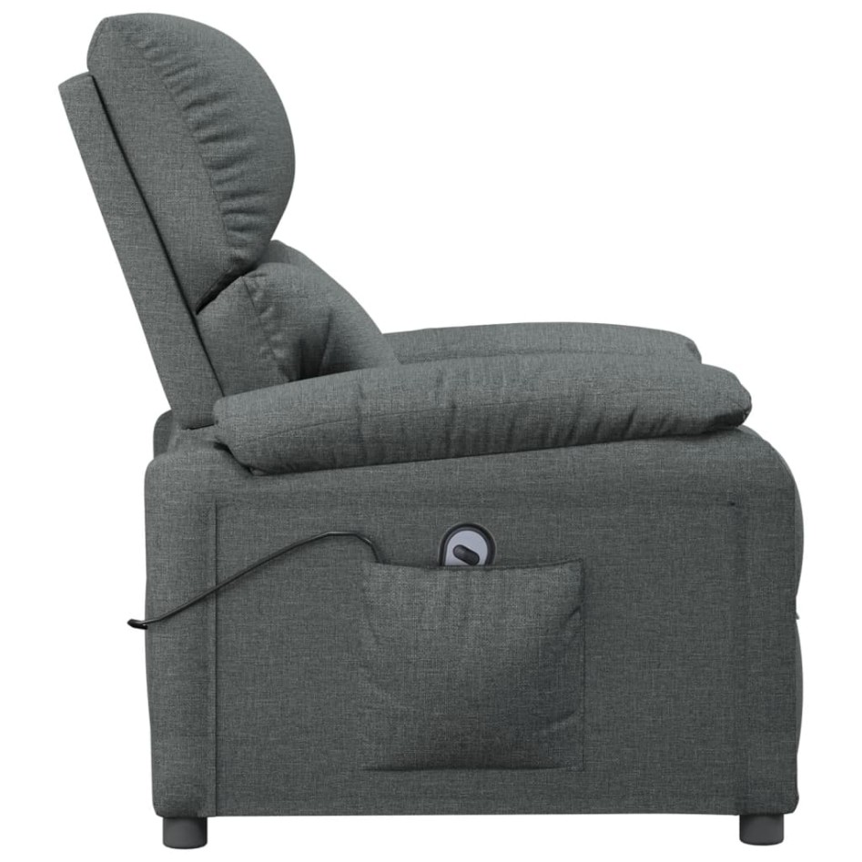 Sillón reclinable eléctrico de tela gris