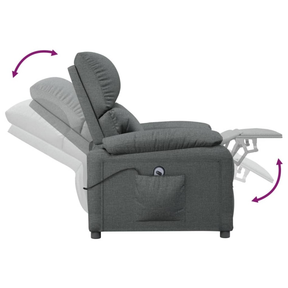 Sillón reclinable eléctrico de tela gris