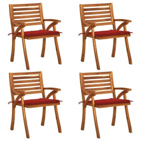 Sillas de jardín con cojines 4 unidades madera maciza de