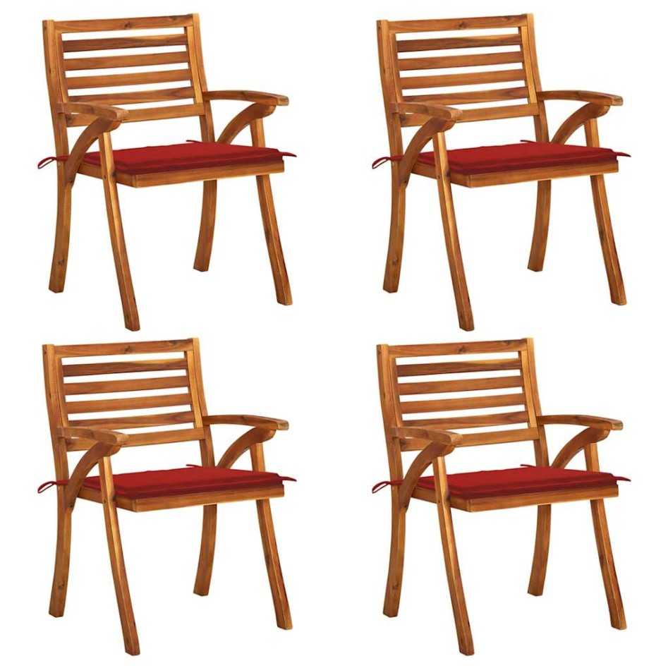 Sillas de jardín con cojines 4 unidades madera maciza de