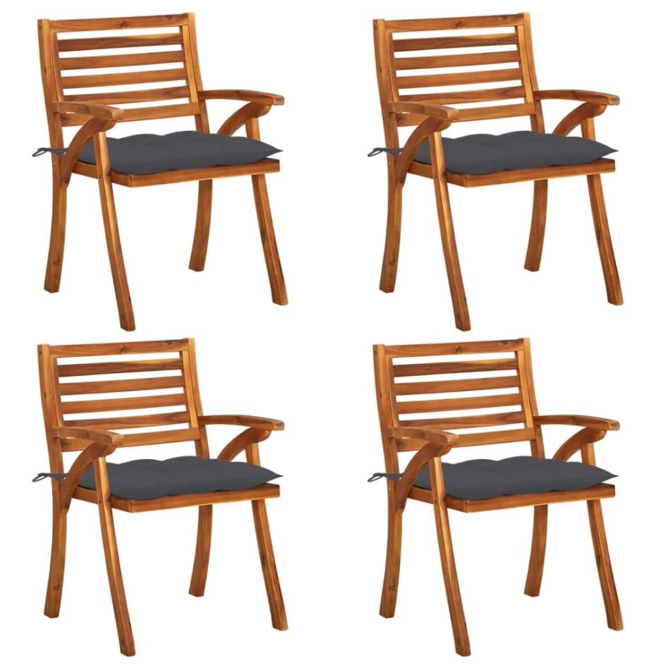 Sillas de jardín con cojines 4 unidades madera maciza de